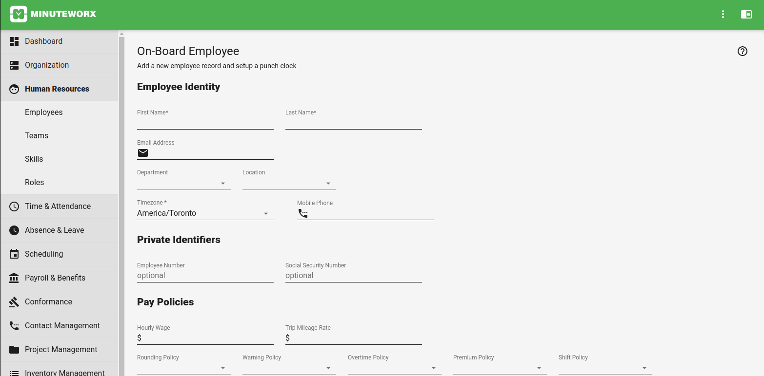 Employees track hours using a task timer in MinuteWorx punch clock app